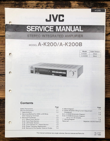 JVC A-K200 A-K200B Amplifier  Service Manual *Original*