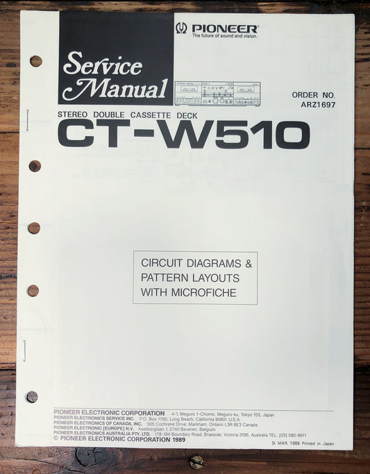 Pioneer CT-W510 Double Cassette Deck Service Manual *Original*