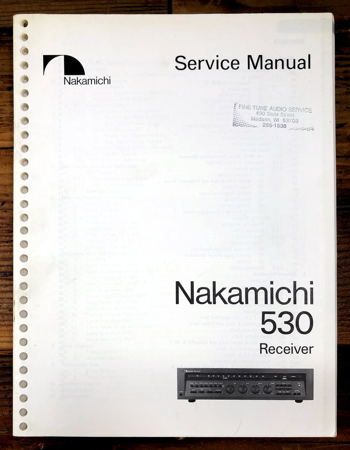 Nakamichi 530 Receiver Service Manual *Original*