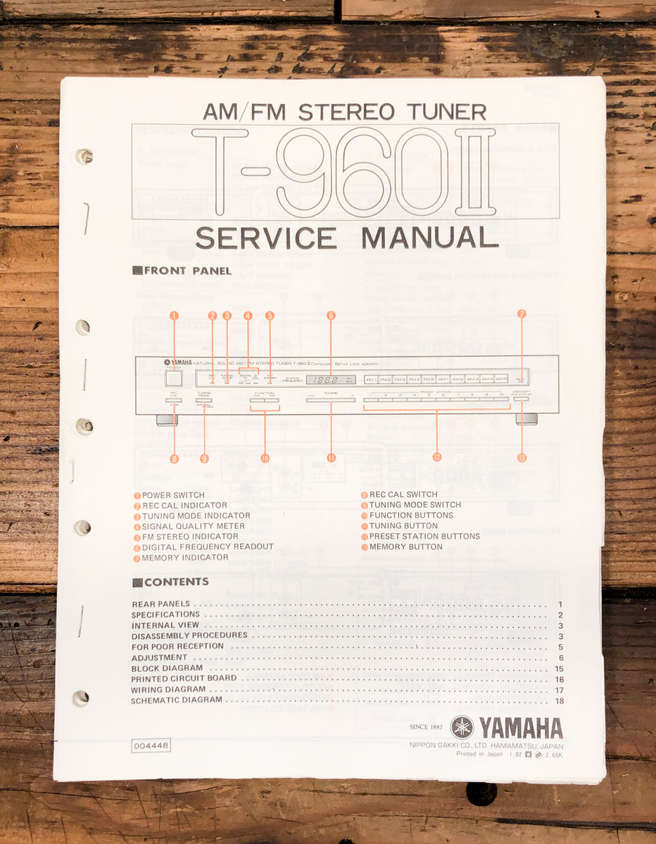 Tuner Service Manual *Original* – Vintage Audio Store - Vintage Service ...