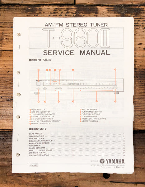 Yamaha T-960 II / 2 Tuner  Service Manual *Original*