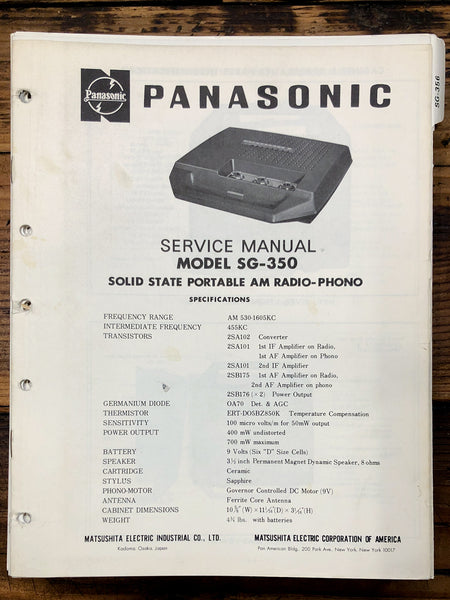 Technics SG-350 Record Player / Turntable  Service Manual *Original*