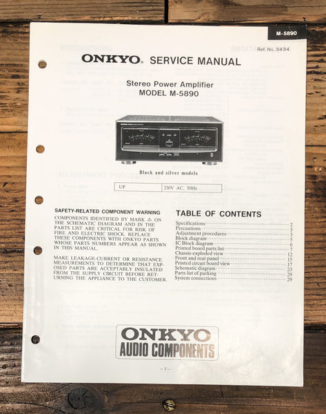 Onkyo M-5890 Amplifier Service Manual *Original*