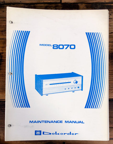 Dokorder Model 8070 Tuner  Service Manual *Original*