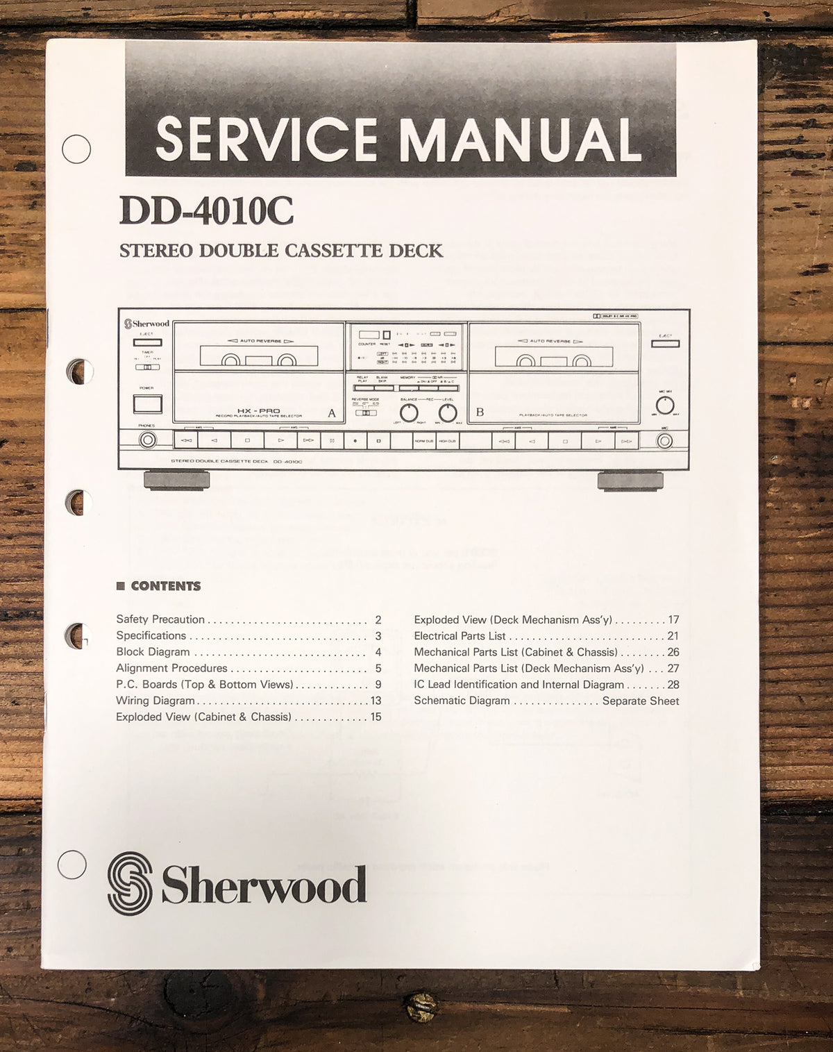 Sherwood DD-4010C Cassette Service Manual *Original*