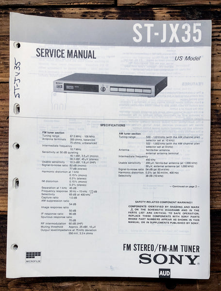 Sony ST-JX35 Tuner  Service Manual *Original*