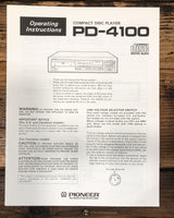 Pioneer PD-4100 CD Player Owners / User Manual *Original*