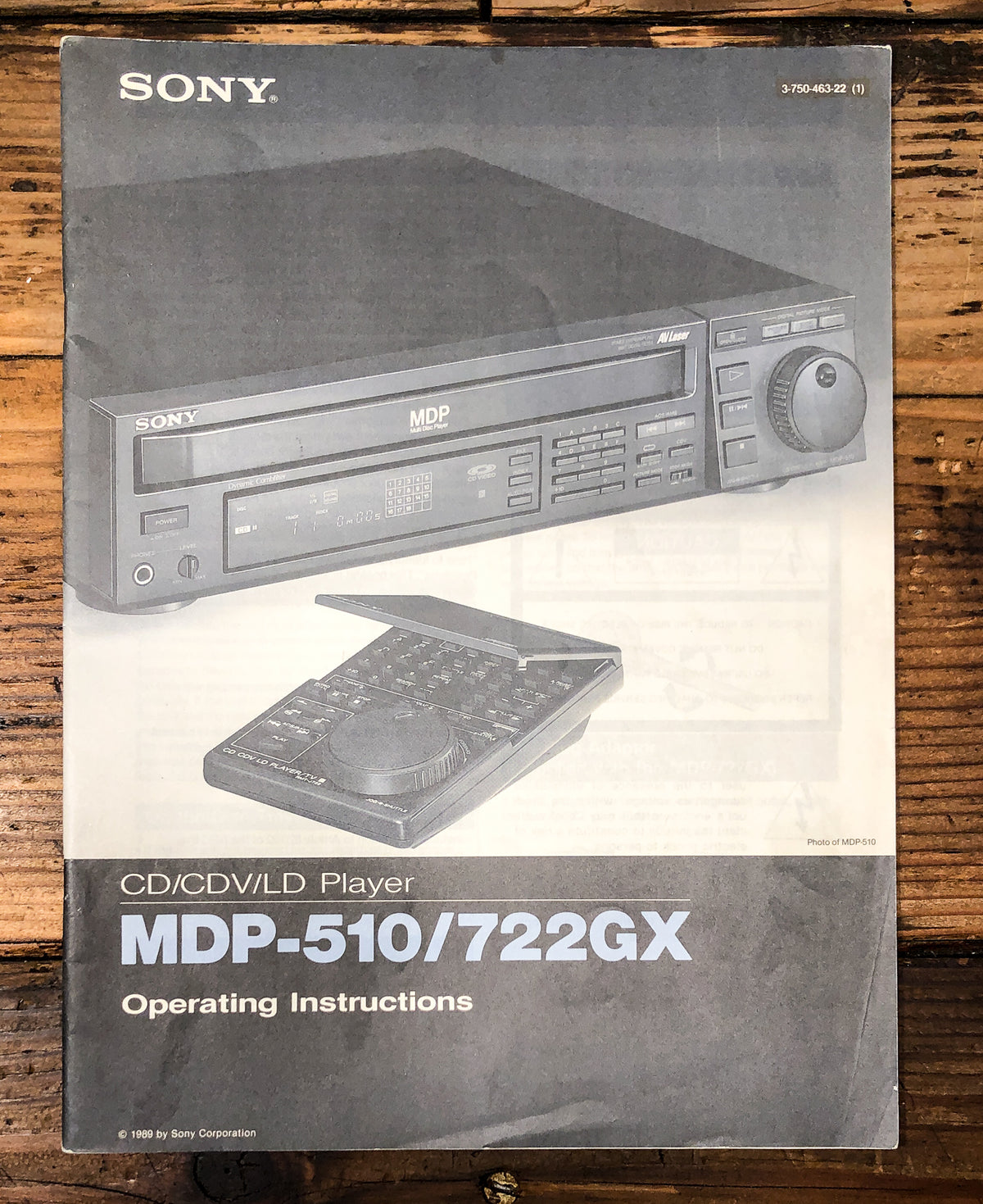 Sony MDP-510 MDP-722GX CD CDV LD Player Owners / User Manual *Original*