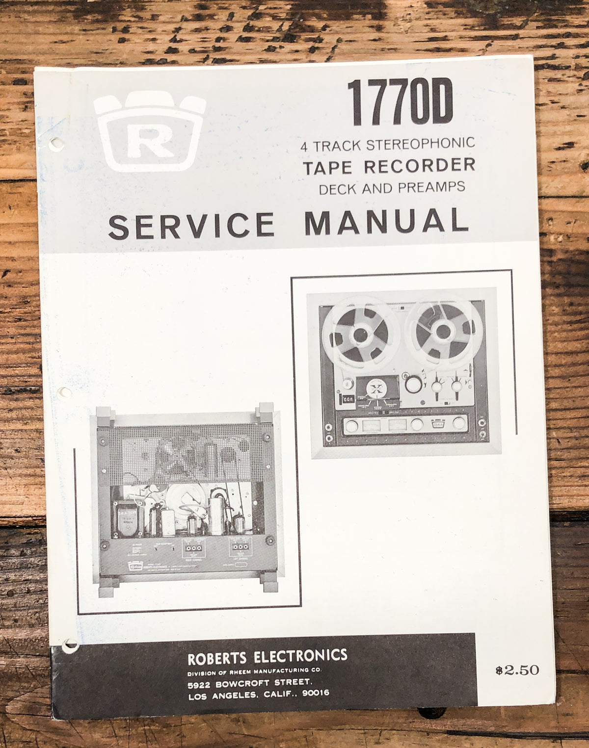 Roberts Model 1770D Reel to Reel  Service Manual *Original*