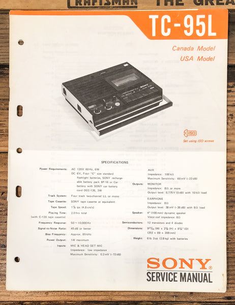 Sony TC-95 L TC-95L Cassette  Service Manual *Original*