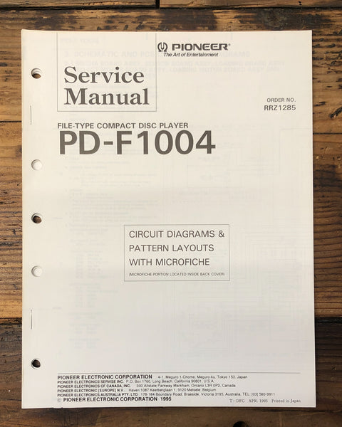 Pioneer PD-F1004 CD Player  Service Manual *Original*