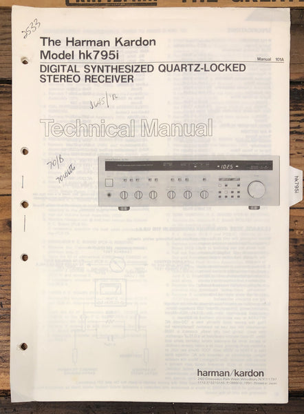 Harman Kardon HK795i HK-795i Receiver Service Manual *Original*