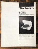 Technics SL-B20 Record Player / Turntable  Owner / User Manual *Original*