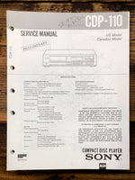 Sony CDP-110 CD Player Prelim. Service Manual *Original*