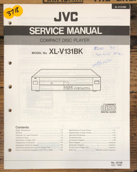 JVC XL-V131 -V131BK CD Player Service Manual *Original*