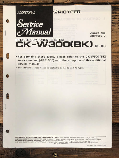 Pioneer CK-W300 Stereo Add.Service Manual *Original*