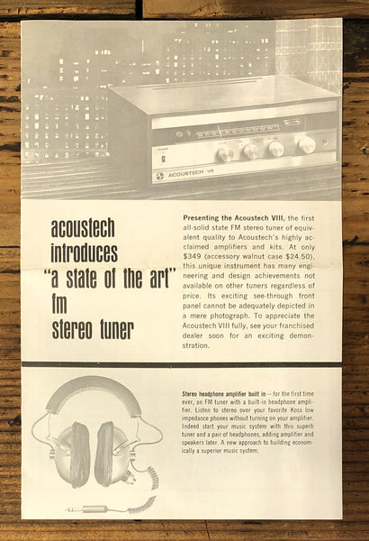 Acoustech 1-A VI V-A VII III Amps & Preamps 2 pg Dealer Brochure *Orig*