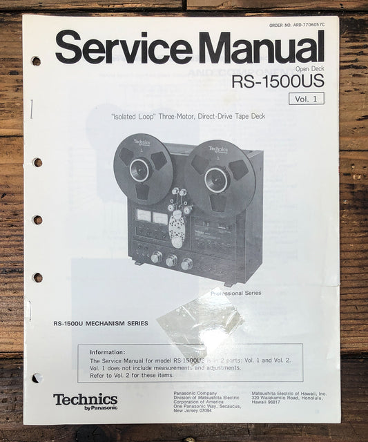 Technics RS-1500US VOL. 1 Cassette Service Manual *Original*