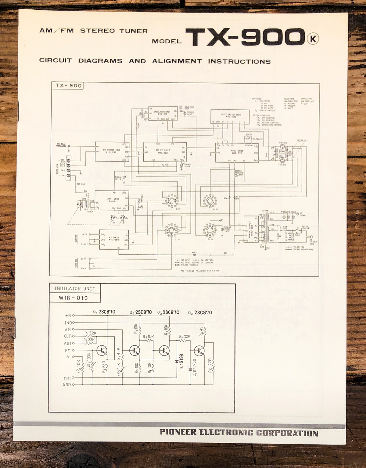 Pioneer TX-900 Tuner Large Fold Out Schematic *Original*