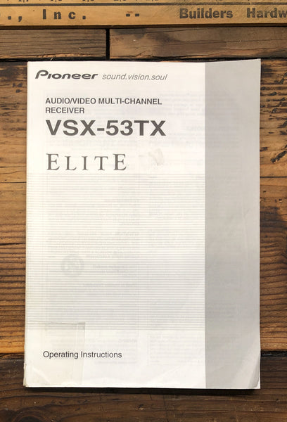 Pioneer VSX-53TX Receiver  Owner / User Manual *Original*