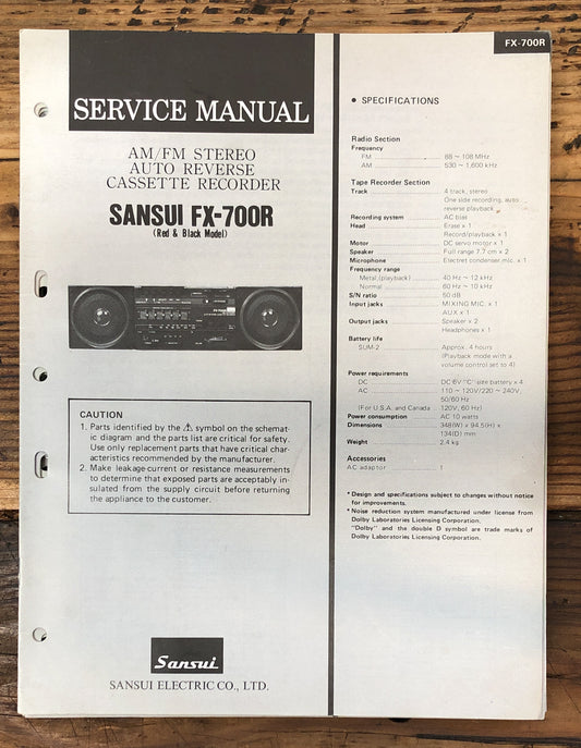 Sansui FX-700R Stereo  Service Manual *Original*