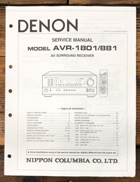 Denon AVR-1801 AVR-881 Receiver  Service Manual *Original*