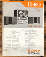 Sony TC-660 Reel to Reel Service Manual *Original*