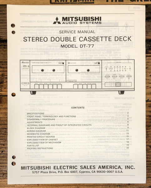 Mitsubishi DT-77 Cassette Service Manual *Original*