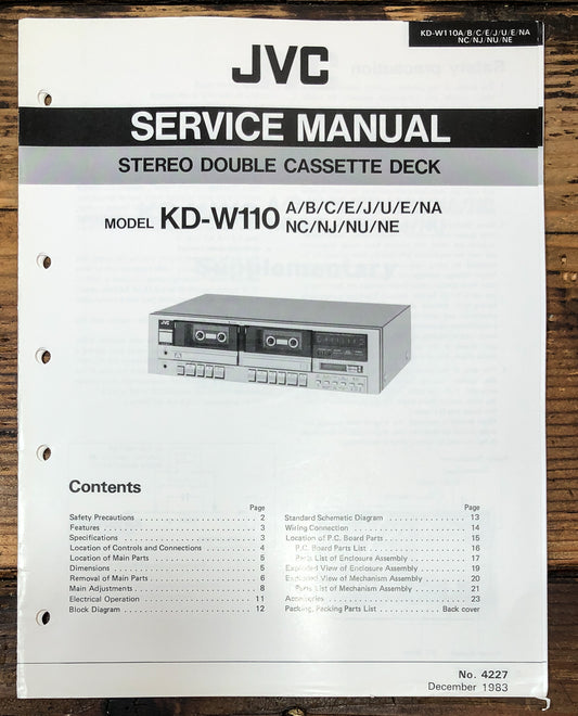 JVC KD-W110 Cassette Service Manual *Original*