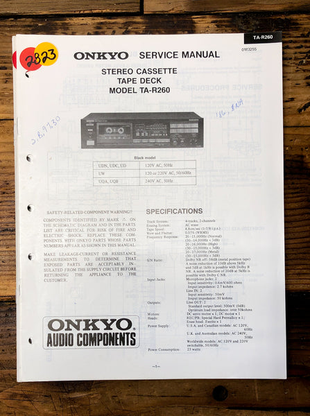 Onkyo TA-R260 Cassette  Service Manual *Original*