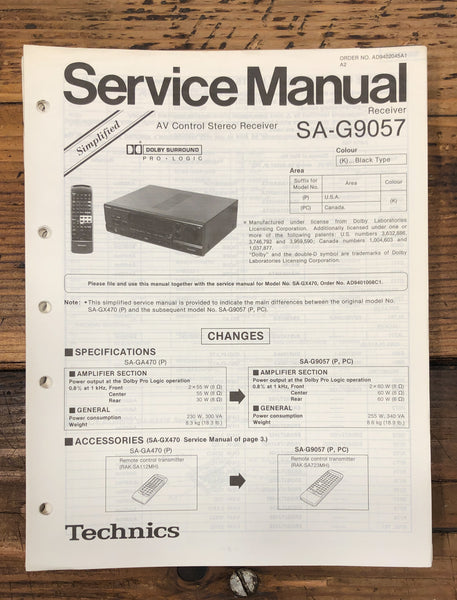 Technics SA-G9057 Receiver  Service Manual *Original*