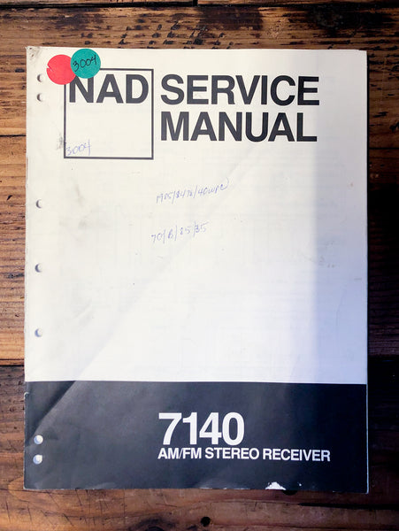 NAD Model 7140 Receiver  Service Manual *Original*