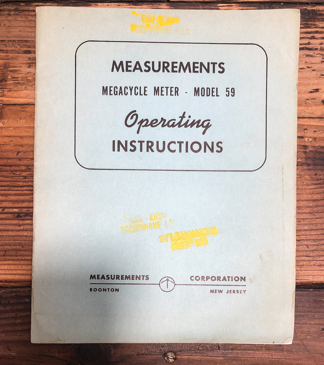 Boonton Radio Model 59 Megacycle Meter Owners / User Manual *Original*