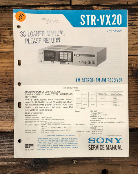 Sony STR-VX20 Receiver  Service Manual *Original*