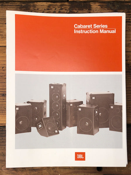 JBL Cabaret Series Speaker  Owner / User Manual *Original*