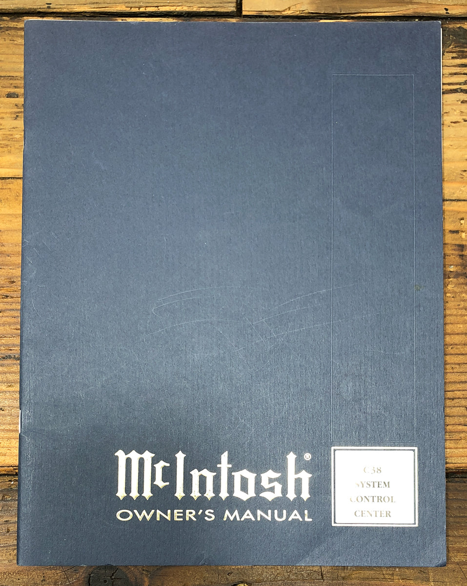 McIntosh C38 C-38 Preamp / Preamplifier Owners / User Manual *Original*