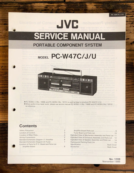 JVC PC-W47 Stereo / Boombox  Service Manual *Original*