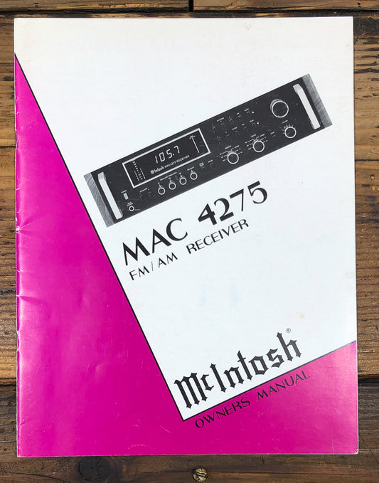 McIntosh MAC 4275 Receiver Owners / User Manual *Original*