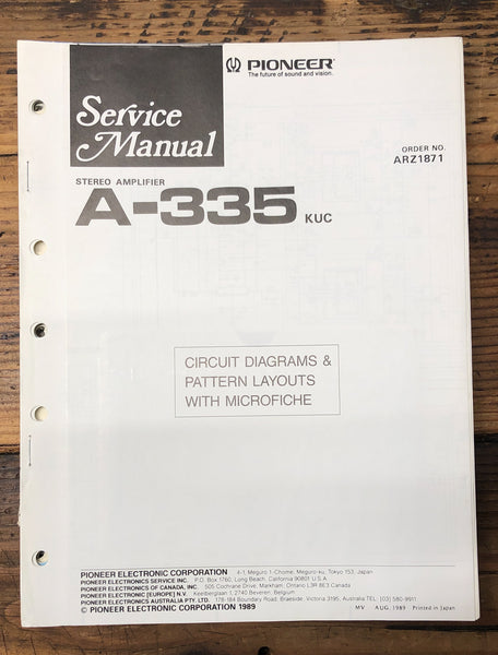 Pioneer A-335 Amplifier  Service Manual *Original*