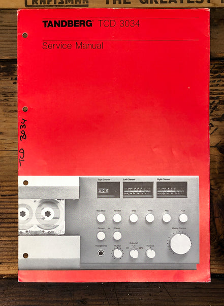 Tandberg TCD 3034 Cassette  Service Manual *Original*