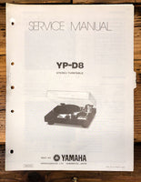 Yamaha YP-D8 Record Player / Turntable  Service Manual *Original*
