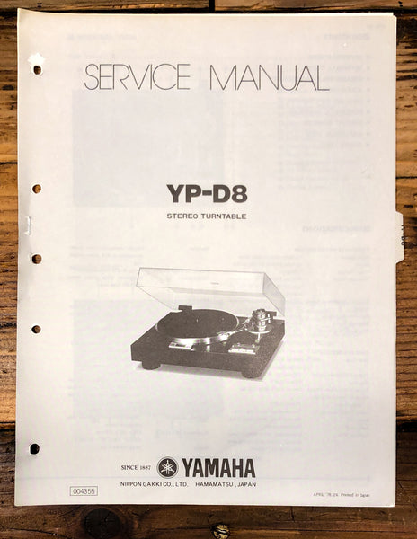 Yamaha YP-D8 Record Player / Turntable  Service Manual *Original*