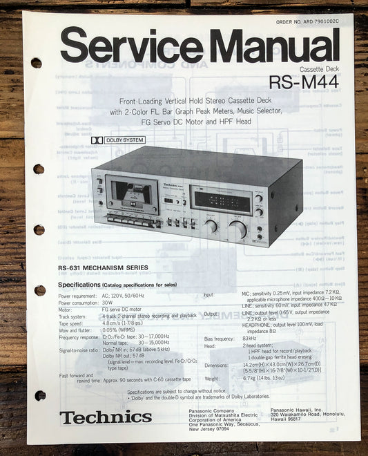 Technics RS-M44 Cassette Service Manual *Original*
