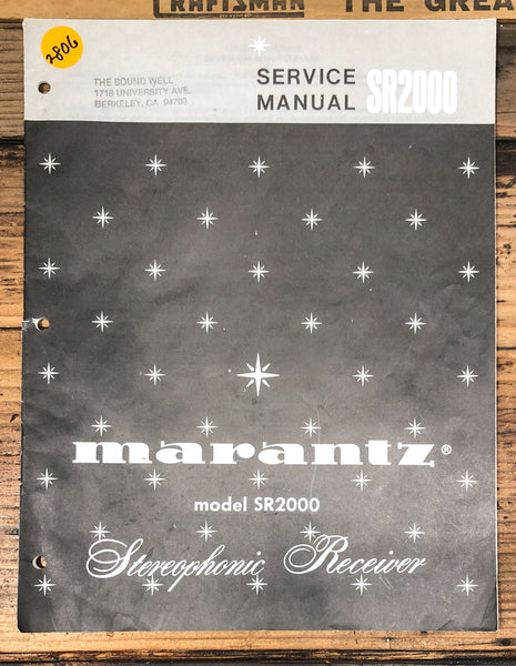 Marantz SR2000 Receiver  Service Manual *Original*