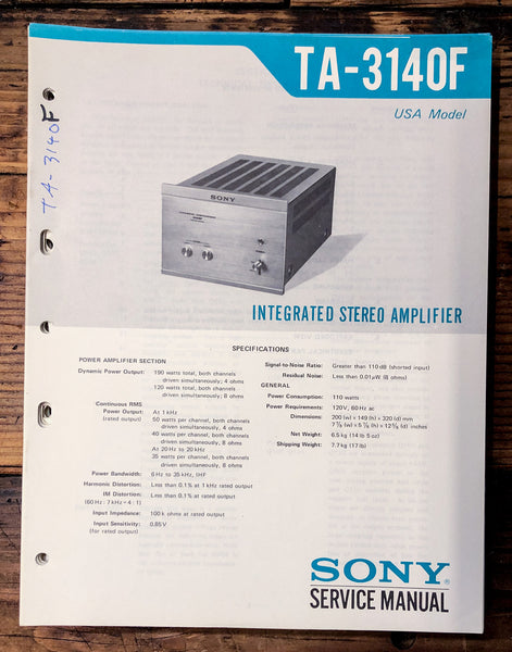 Sony TA-3140F Amplifier  Service Manual *Original*