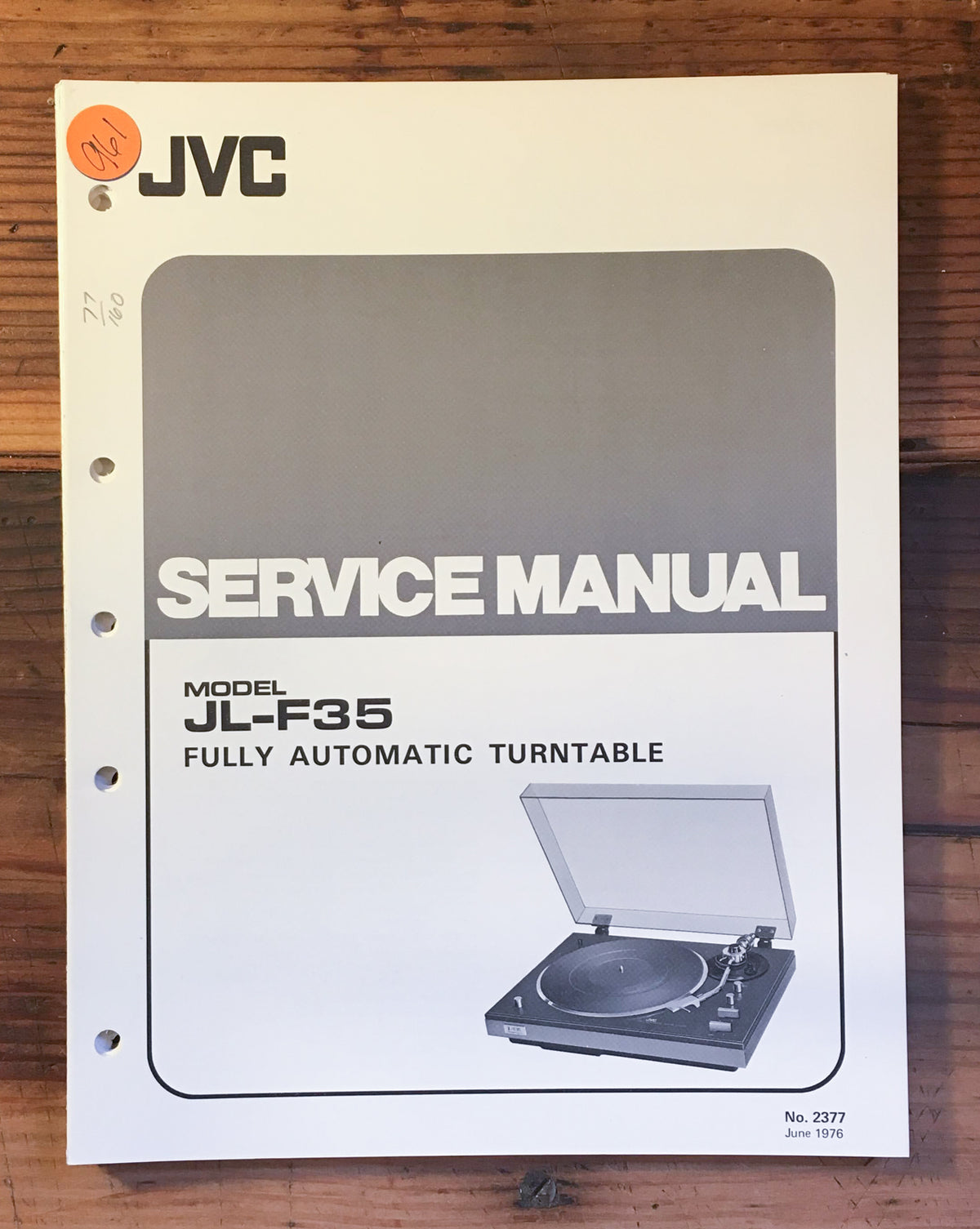 JVC JL-F35 Record Player / Turntable Service Manual *Original*