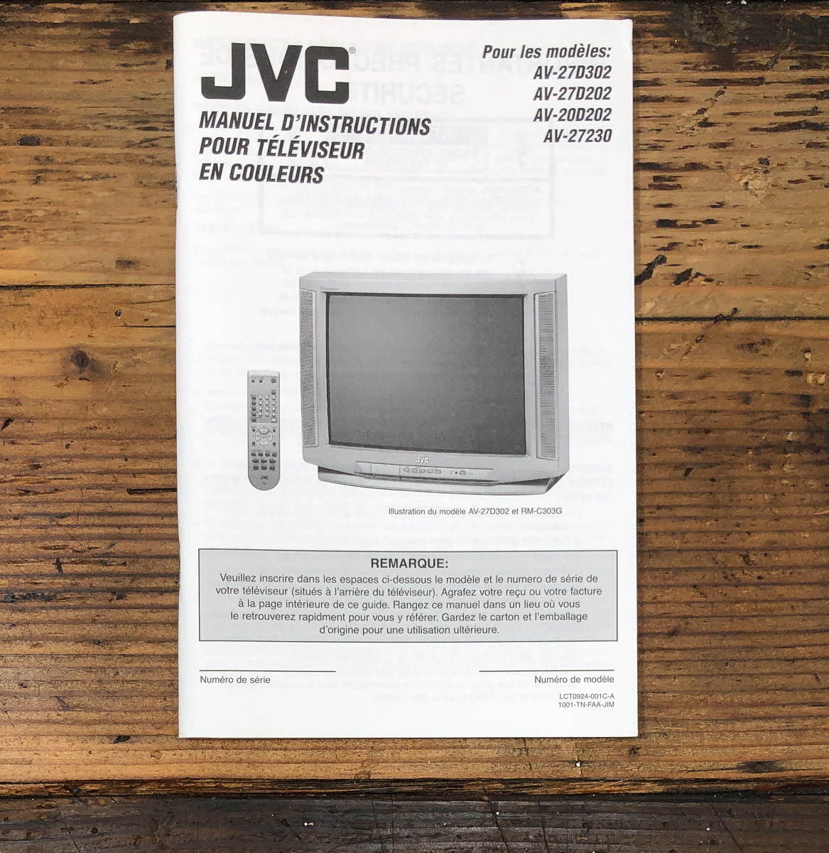 JVC AV-27D302 -27D202 -20D202 -27230 TV Owners / User Manual *Original*