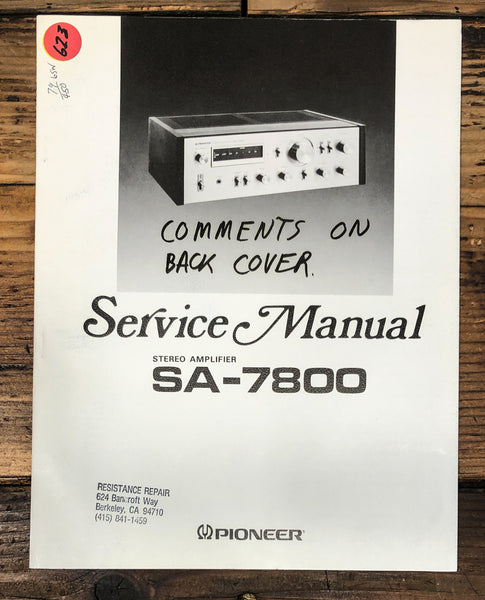 Pioneer SA-7800 Amplifier Service Manual *Original*