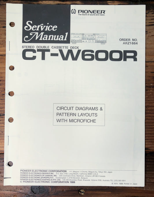 Pioneer CT-W600R Double Cassette Deck Service Manual *Original*