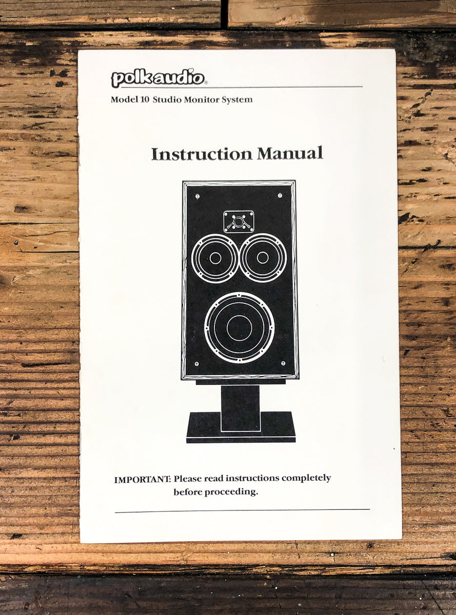 Polk Audio Model 10 Speaker Owners / User Manual *Original*